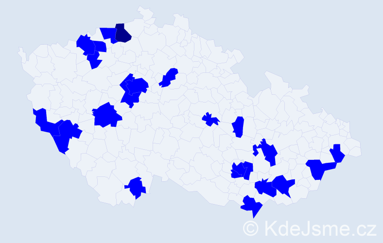 Jméno: 'Augustýn', počet výskytů 23 v celé ČR