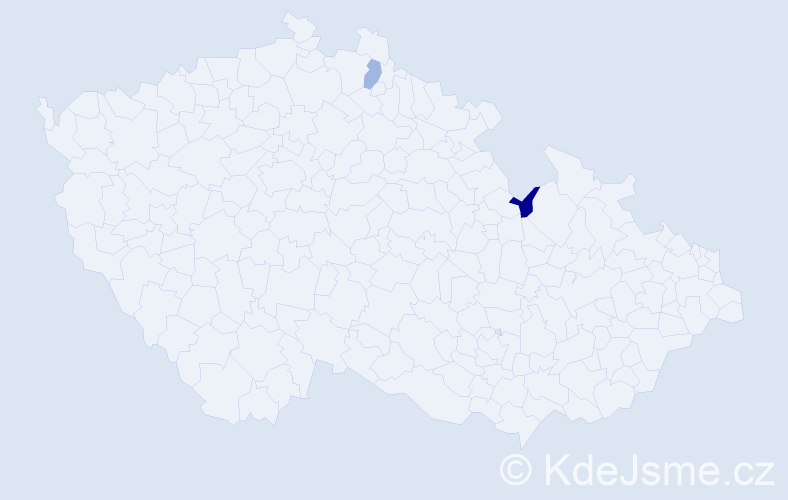 Jméno: 'Elijah', počet výskytů 2 v celé ČR