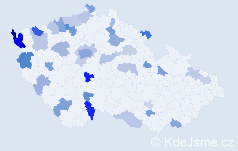 Jméno: 'Diep', počet výskytů 69 v celé ČR