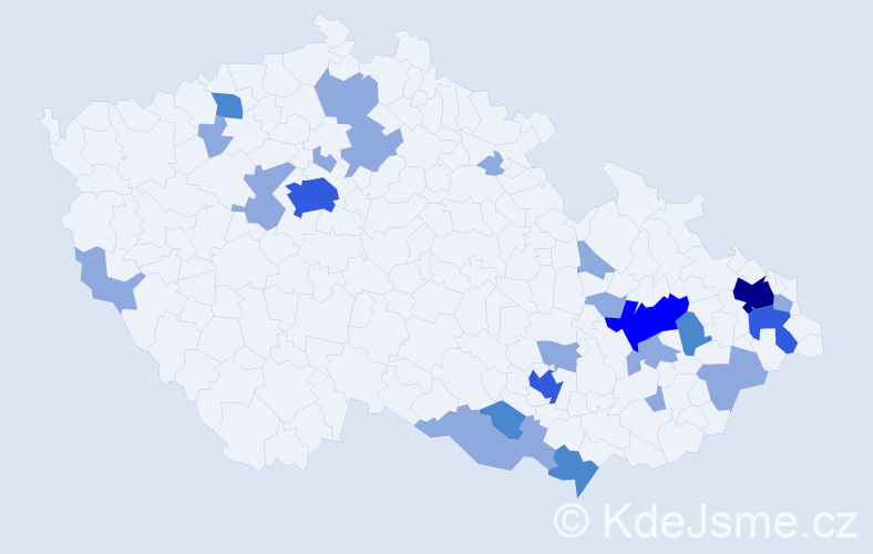 Jméno: 'Blaženka', počet výskytů 45 v celé ČR