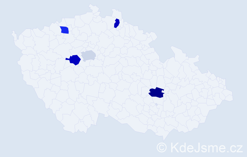 Jméno: 'Tadeáš Pavel', počet výskytů 5 v celé ČR