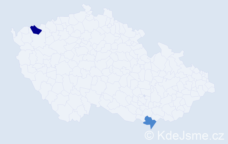 Jméno: 'Jone', počet výskytů 2 v celé ČR