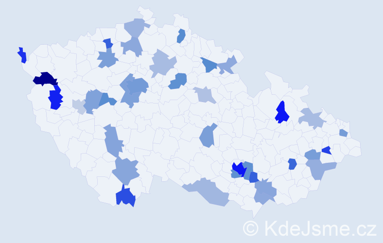 Jméno: 'Marc', počet výskytů 70 v celé ČR