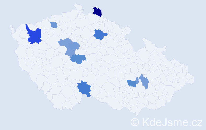 Jméno: 'Nam', počet výskytů 19 v celé ČR