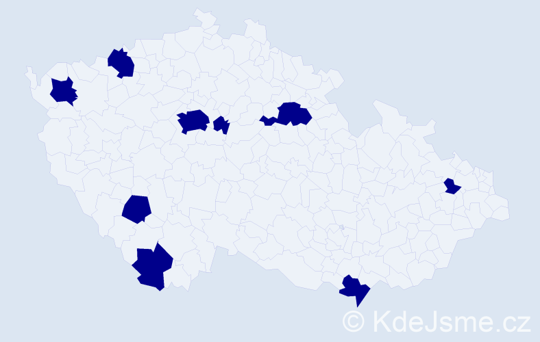 Jméno: 'Marie Tereza', počet výskytů 9 v celé ČR