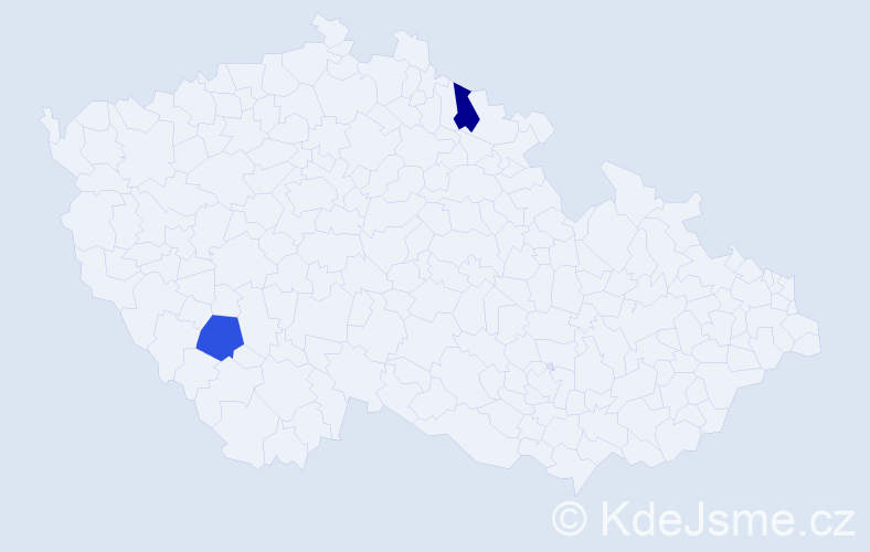 Jméno: 'Krystián', počet výskytů 2 v celé ČR