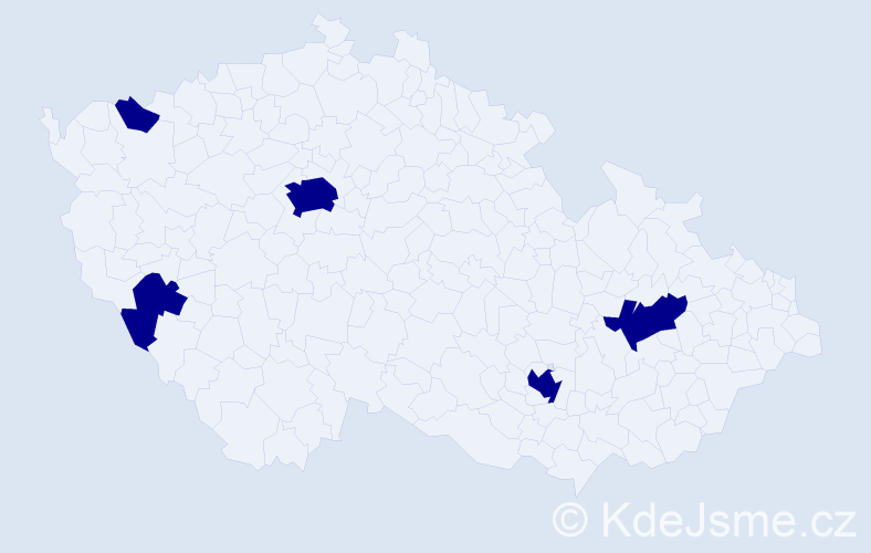 Jméno: 'Tereza-Marie', počet výskytů 5 v celé ČR