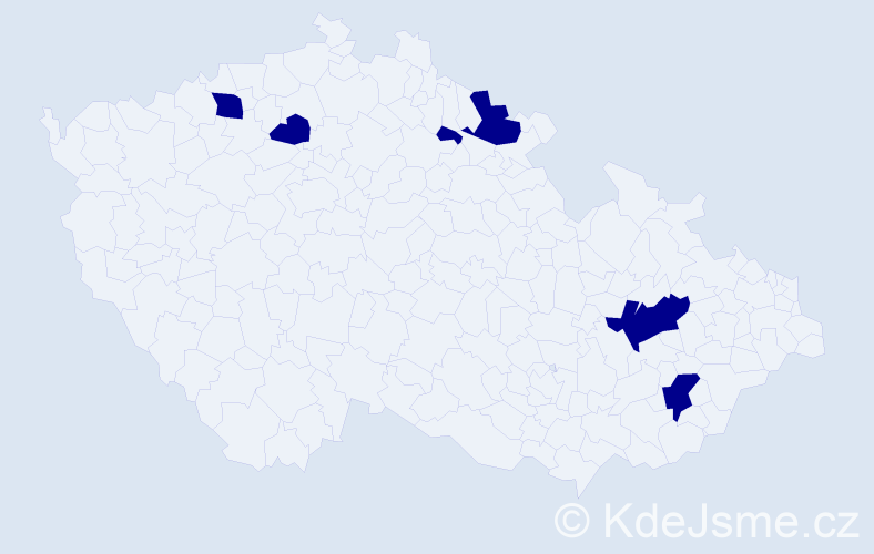Jméno: 'Valeri', počet výskytů 6 v celé ČR