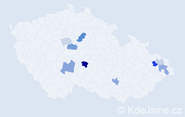 Jméno: 'Velen', počet výskytů 13 v celé ČR