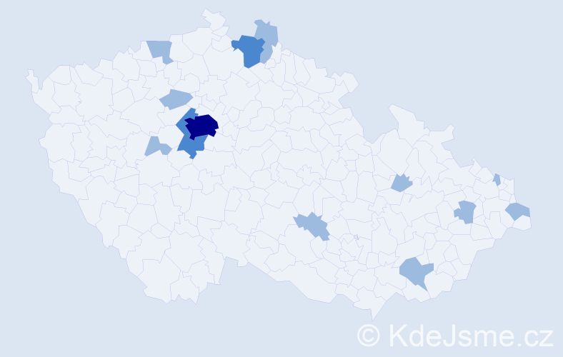 Jméno: 'Merlin', počet výskytů 19 v celé ČR