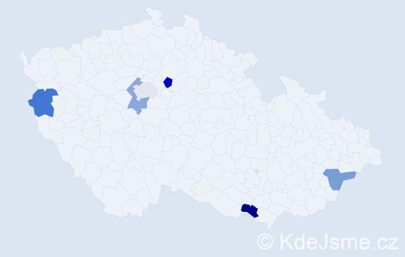Jméno: 'Edvarda', počet výskytů 6 v celé ČR