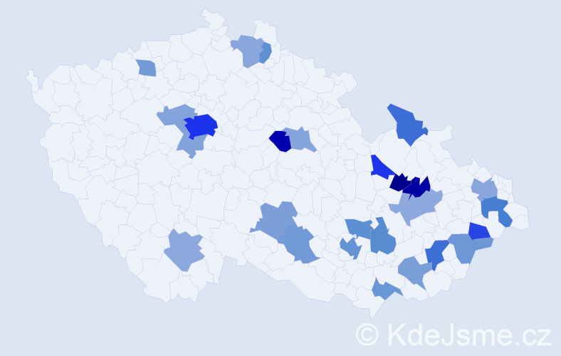 Jméno: 'Mirjana', počet výskytů 51 v celé ČR