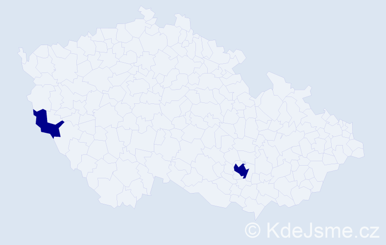 Jméno: 'Tamáš', počet výskytů 2 v celé ČR