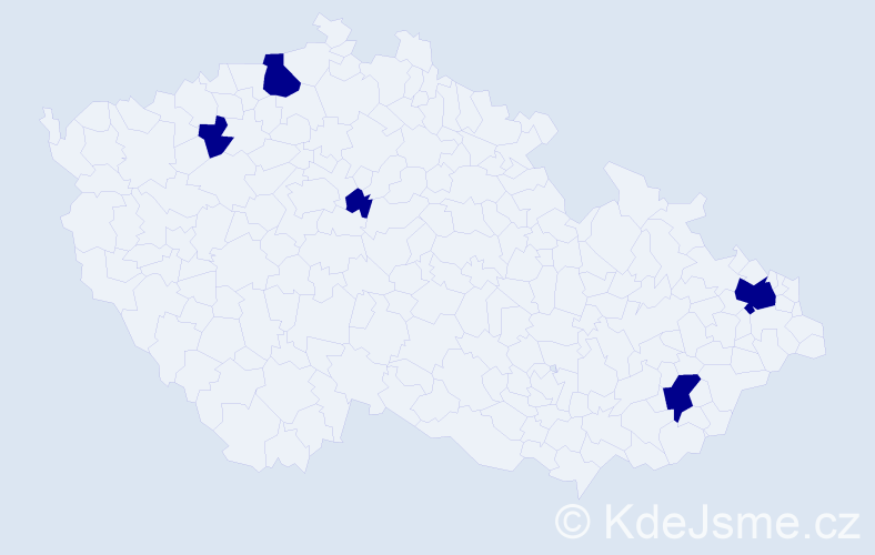 Jméno: 'Ngoc My', počet výskytů 5 v celé ČR