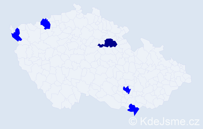 Jméno: 'Christin', počet výskytů 6 v celé ČR