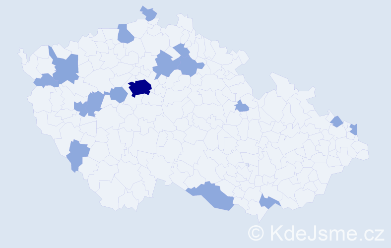 Jméno: 'Kašpar', počet výskytů 27 v celé ČR