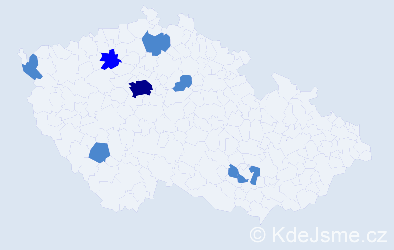 Jméno: 'Vuk', počet výskytů 11 v celé ČR