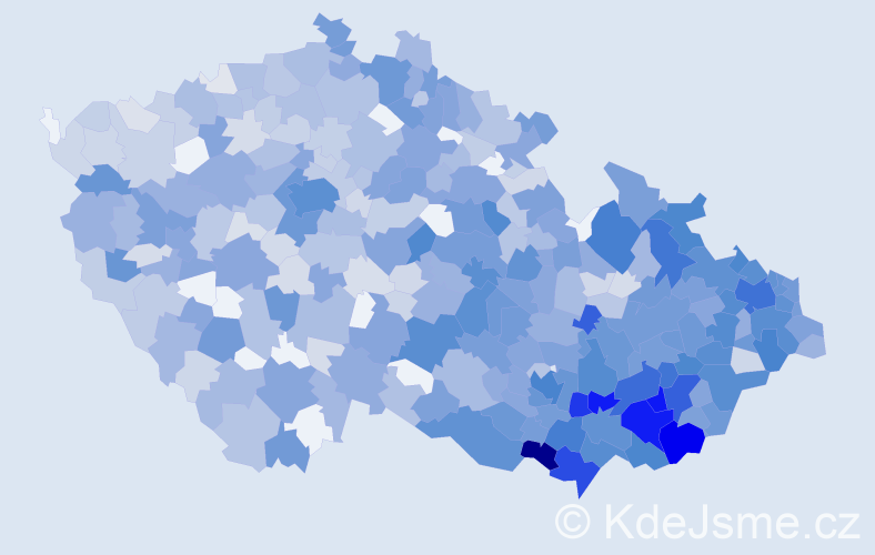 Jméno: 'Bohdana', počet výskytů 1951 v celé ČR