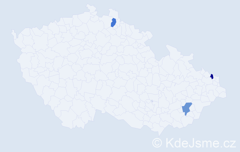 Jméno: 'Justyn', počet výskytů 3 v celé ČR