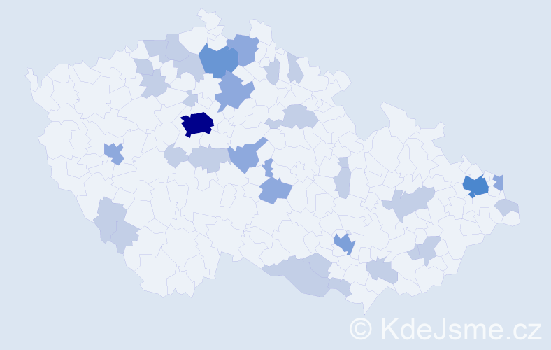 Jméno: 'Kornélia', počet výskytů 58 v celé ČR