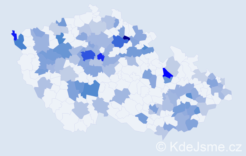 Jméno: 'Danica', počet výskytů 210 v celé ČR