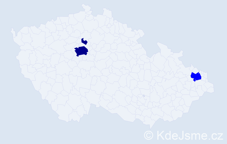 Jméno: 'Veselinka', počet výskytů 5 v celé ČR