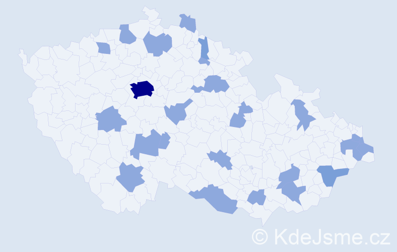 Jméno: 'Celestýna', počet výskytů 34 v celé ČR