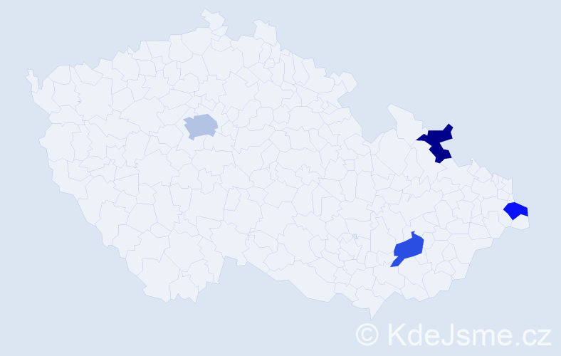 Jméno: 'Nicholas Jan', počet výskytů 5 v celé ČR