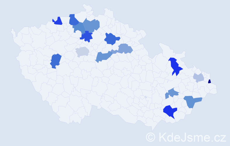 Jméno: 'Jakub Daniel', počet výskytů 19 v celé ČR