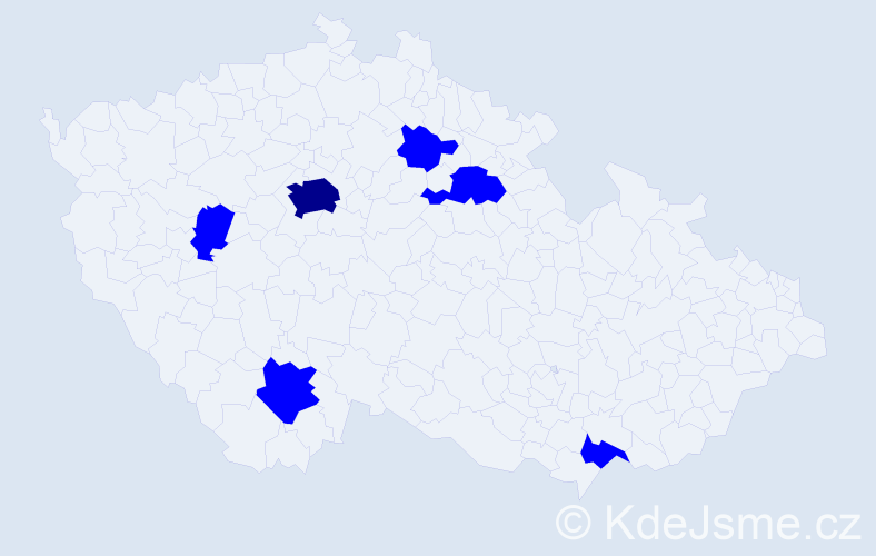 Jméno: 'Tereza Magdalena', počet výskytů 7 v celé ČR