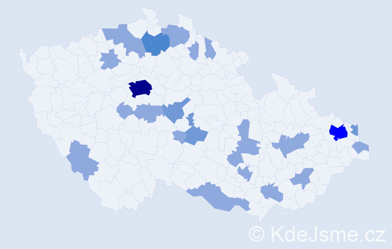Jméno: 'Kornélia', počet výskytů 43 v celé ČR