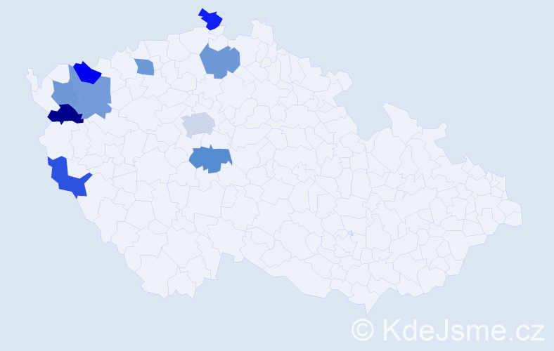 Jméno: 'Tue', počet výskytů 11 v celé ČR