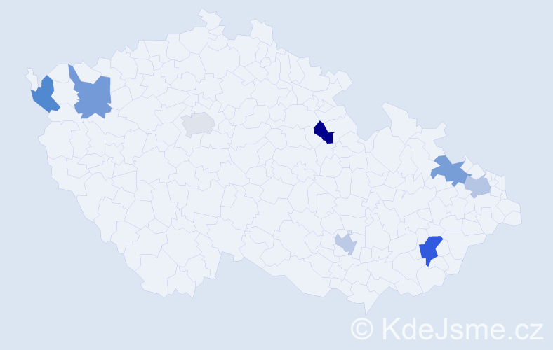 Jméno: 'Žanet', počet výskytů 9 v celé ČR