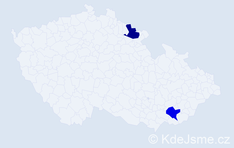 Jméno: 'Vendelina', počet výskytů 2 v celé ČR
