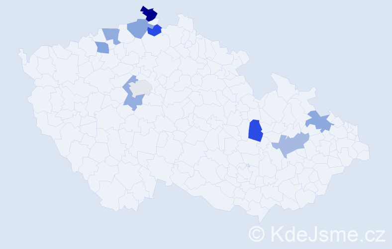 Jméno: 'Tiep', počet výskytů 11 v celé ČR