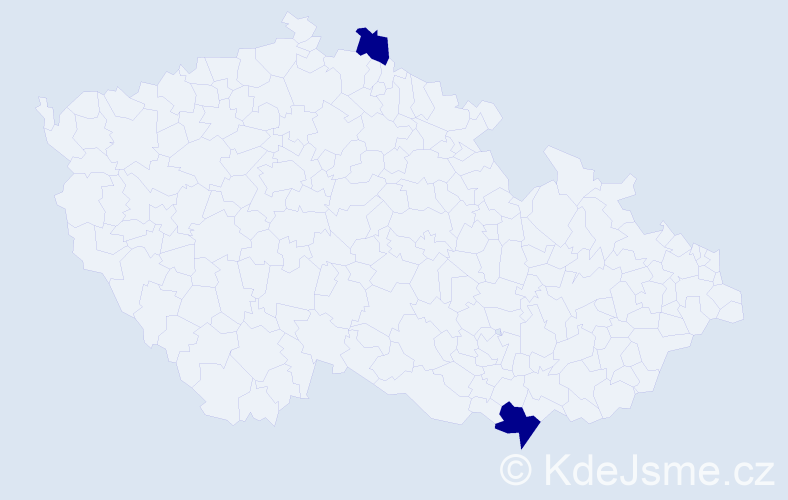 Jméno: 'Leia', počet výskytů 2 v celé ČR