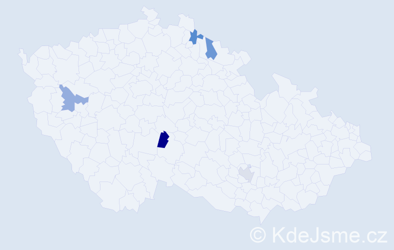 Jméno: 'Pavel Jakub', počet výskytů 5 v celé ČR