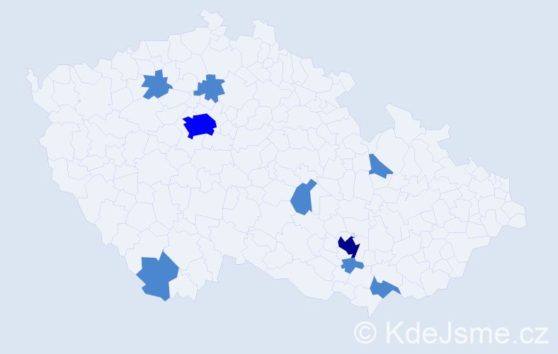 Jméno: 'Mina', počet výskytů 12 v celé ČR