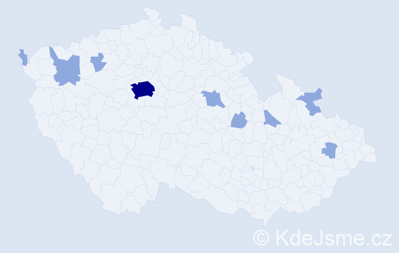Jméno: 'Mikola', počet výskytů 13 v celé ČR