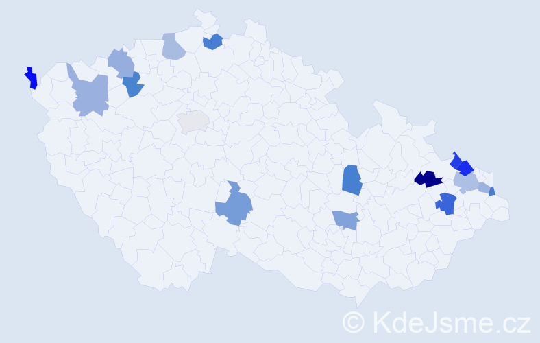Jméno: 'Dětmar', počet výskytů 20 v celé ČR