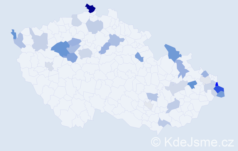 Jméno: 'Kornel', počet výskytů 51 v celé ČR