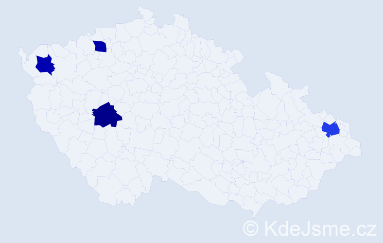 Jméno: 'Nadka', počet výskytů 5 v celé ČR