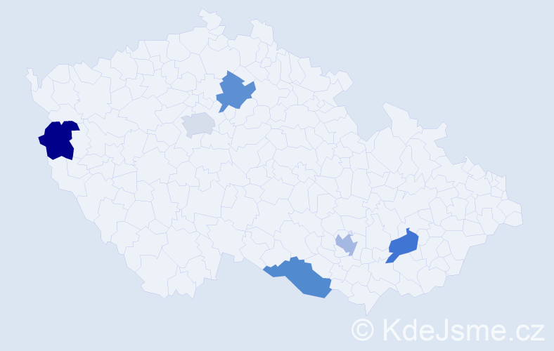 Jméno: 'Khan', počet výskytů 6 v celé ČR