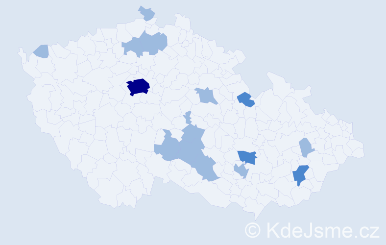 Jméno: 'Erdenetsetseg', počet výskytů 21 v celé ČR