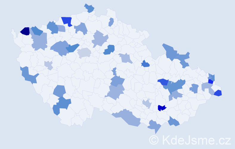 Jméno: 'Valentína', počet výskytů 54 v celé ČR