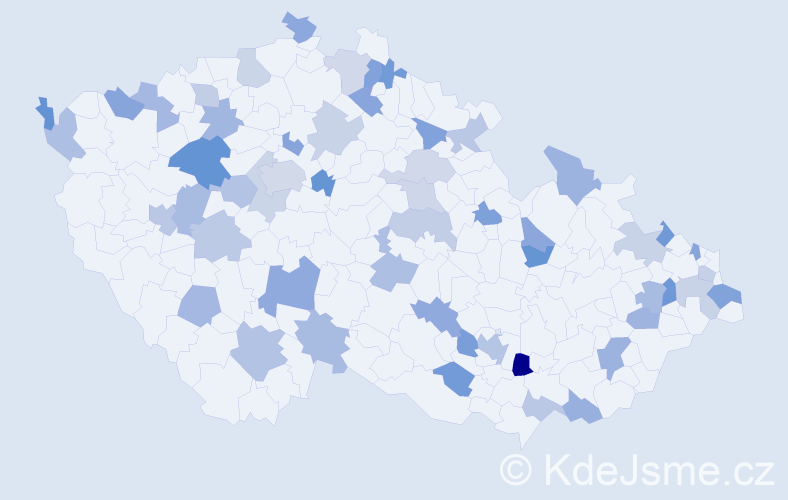 Jméno: 'Ondra', počet výskytů 72 v celé ČR
