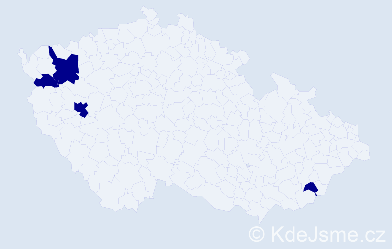 Jméno: 'Krystof', počet výskytů 4 v celé ČR