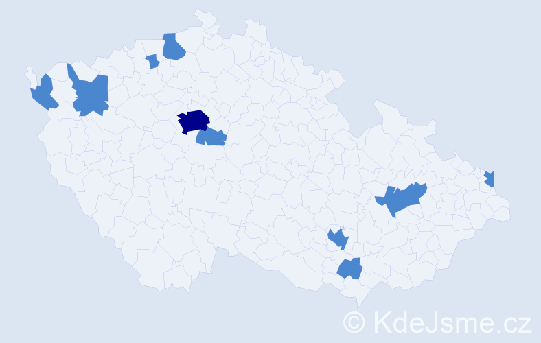 Jméno: 'Claude', počet výskytů 12 v celé ČR