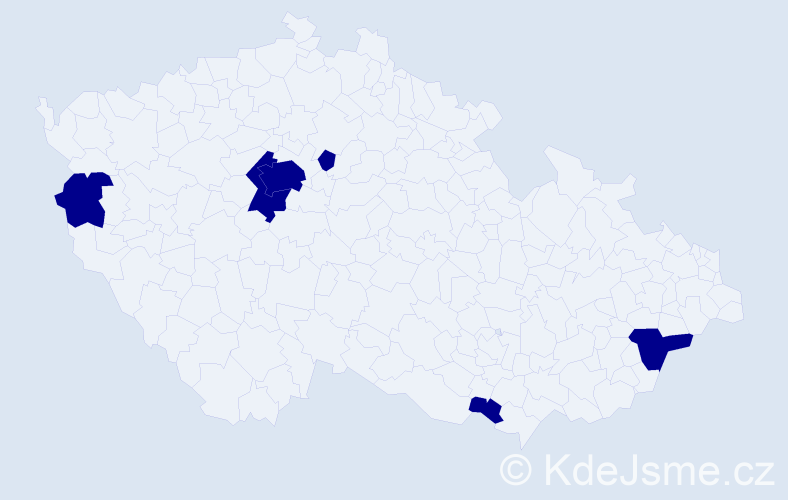 Jméno: 'Edvarda', počet výskytů 6 v celé ČR