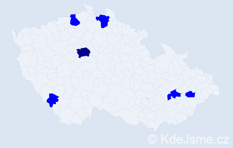Jméno: 'Ted', počet výskytů 7 v celé ČR
